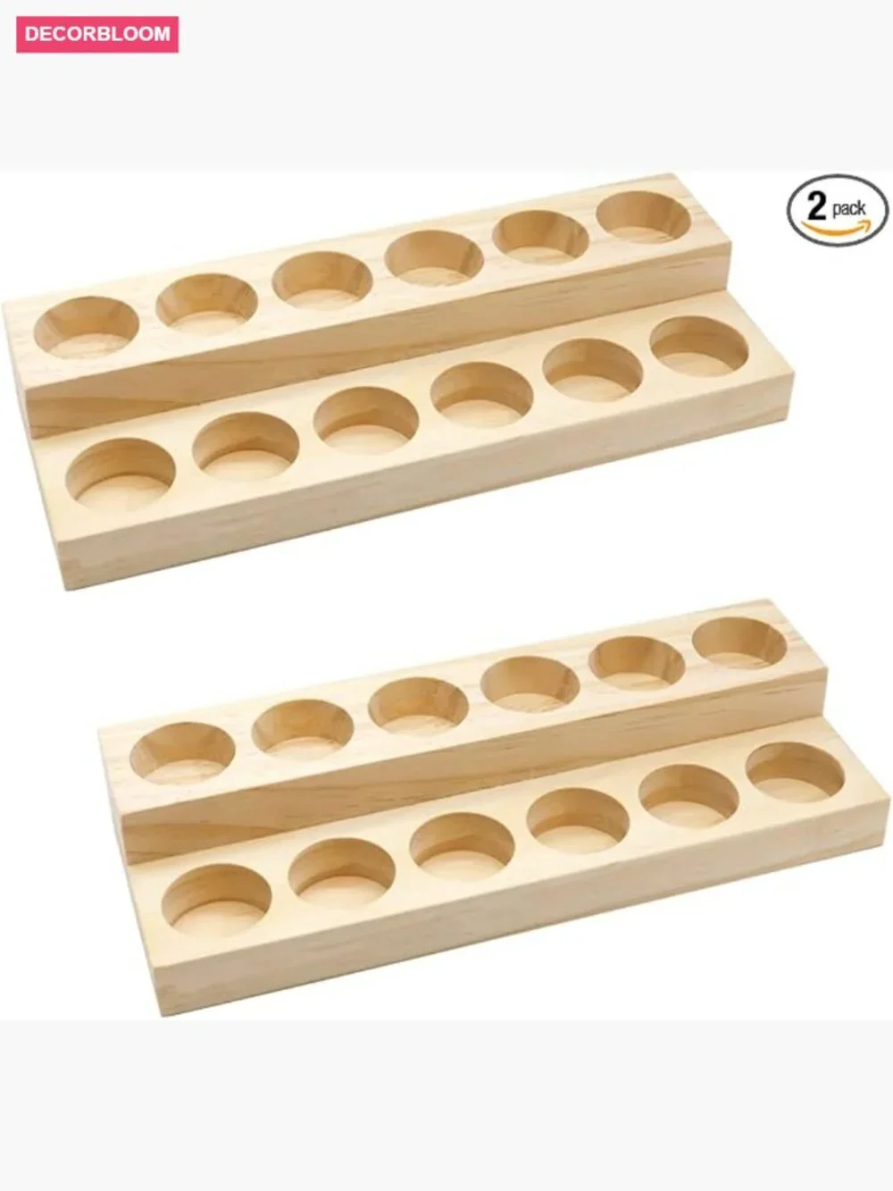 2-Tier Wooden Essential Oil Organizer, Perfume Display Stand, Countertop Rack
